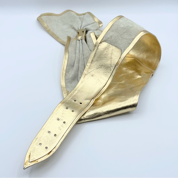Vintage 80s Statement Belt Wide Gold Metallic Leather Las Vegas EUC main image 7